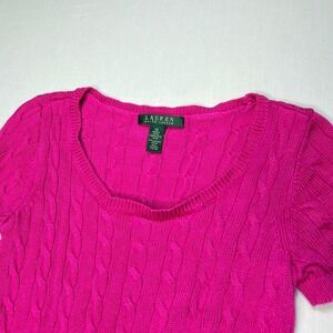 Lauren Ralph Lauren Cable Knit Short Sleeve Top, Women's, Extra Small‎